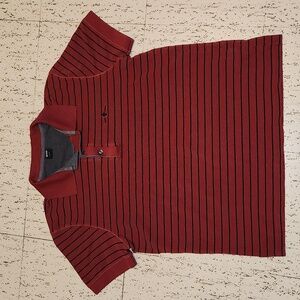 Hugo Boss Striped Embroidered Logo Slim Fit 1/4 Button Down Casual Polo Shirt